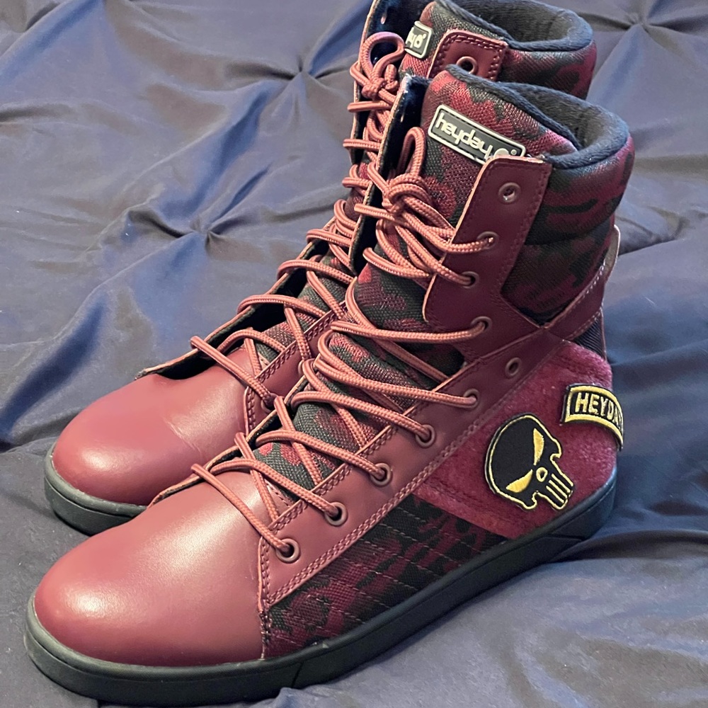 HEYDAY Footwear Black/Maroon Lifting Leather Sneakers Men’s 10